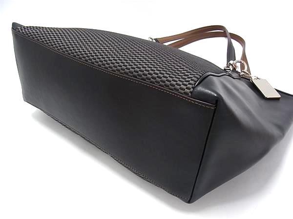 COACH コーチ トートバッグ ロゴ F57246 ブラック グレー キャンバス×レザー レディース シルバー金具 超美品