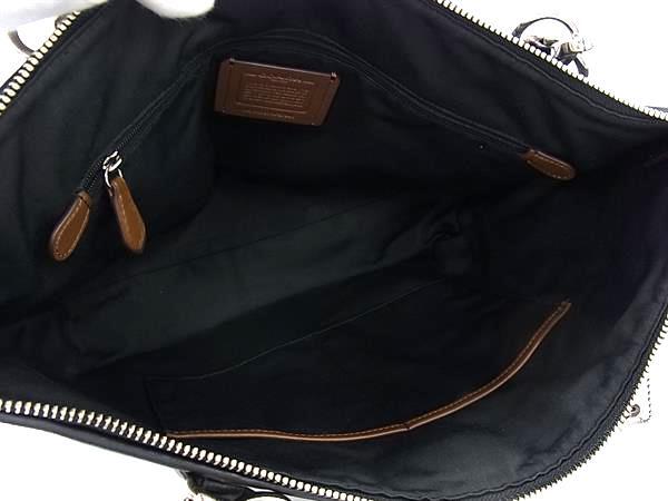 COACH コーチ トートバッグ ロゴ F57246 ブラック グレー キャンバス×レザー レディース シルバー金具 超美品