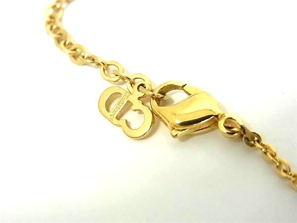 ChristianDior クリスチャン ディオール ネックレス ロゴ ラインストーン - ゴールド メタル レディース 美品