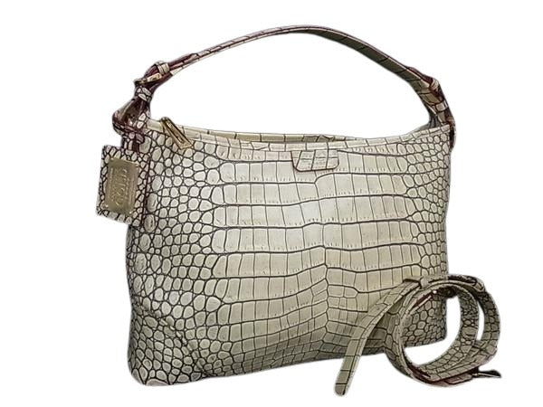 COCOCELUX GOLD ココセリュックスゴールド ハンドバッグ - - アイボリー クロコダイル型押しレザー レディース 2WAY ゴールド金具 美品