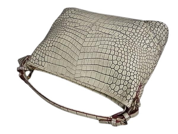 COCOCELUX GOLD ココセリュックスゴールド ハンドバッグ - - アイボリー クロコダイル型押しレザー レディース 2WAY ゴールド金具 美品