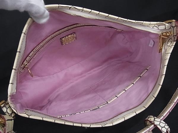 COCOCELUX GOLD ココセリュックスゴールド ハンドバッグ - - アイボリー クロコダイル型押しレザー レディース 2WAY ゴールド金具 美品