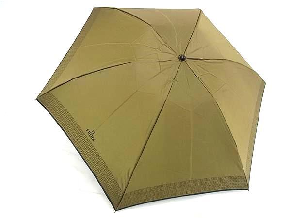 FENDI フェンディ 傘 ズッカ柄 折り畳み傘 - カーキ系 ポリエステル レディース ヴィンテージ 美品