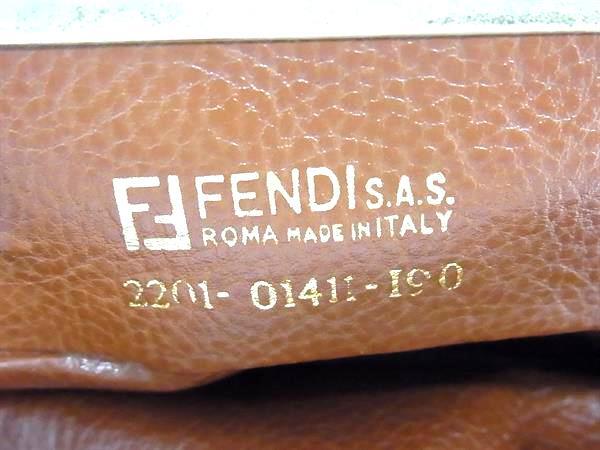FENDI フェンディ 小銭入れ SAS ペカン柄 がま口 コインケース - ブラウン系×ブラック系 PVC×レザー レディース ヴィンテージ ゴールド金具
