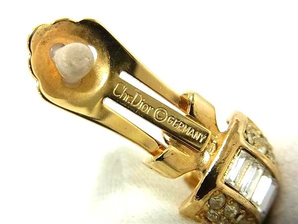 Christian Dior クリスチャン ディオール アクセサリー イヤリング - ゴールド系×グリーン系 メタル ラインストーン カラーストーン レディース 耳飾り ヴィンテージ 美品