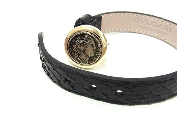 BVLGARI ブルガリ ブレスレット モネーテ ブレスレット - ブラック系 パイソン×レザー レディース コインモチーフ ゴールド金具 超美品