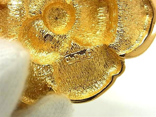 Christian Dior クリスチャン ディオール ブローチ ピンブローチ - ゴールド メタル ラインストーン レディース フラワー 花モチーフ 美品