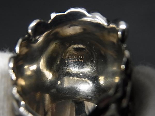 GUCCI グッチ 指輪 ライオンヘッド リング - シルバー×ピンク系 メタル ラインストーン レディース 美品