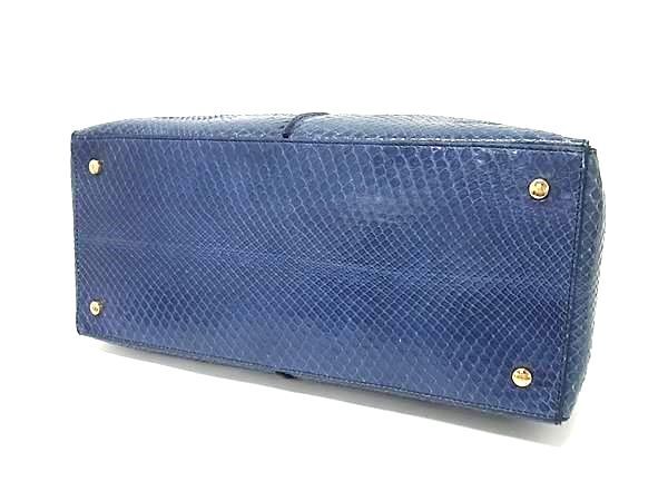 TOD’S トッズ バッグ 2WAY ハンドバッグ - ブルー系 パイソン レディース ショルダーバッグ ゴールド金具 美品
