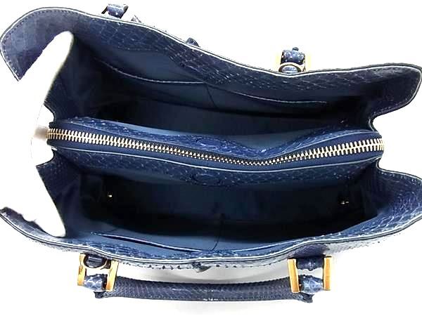 TOD’S トッズ バッグ 2WAY ハンドバッグ - ブルー系 パイソン レディース ショルダーバッグ ゴールド金具 美品