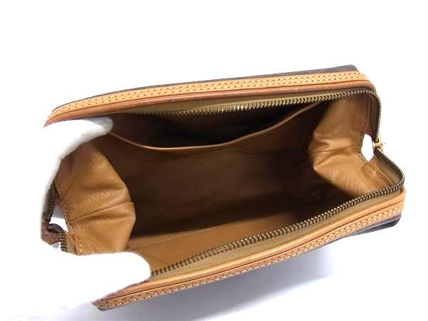 CELINE セリーヌ セカンドバッグ マカダム柄 ポーチ - ブラウン系 PVC×レザー レディース 化粧ポーチ ヴィンテージ 美品