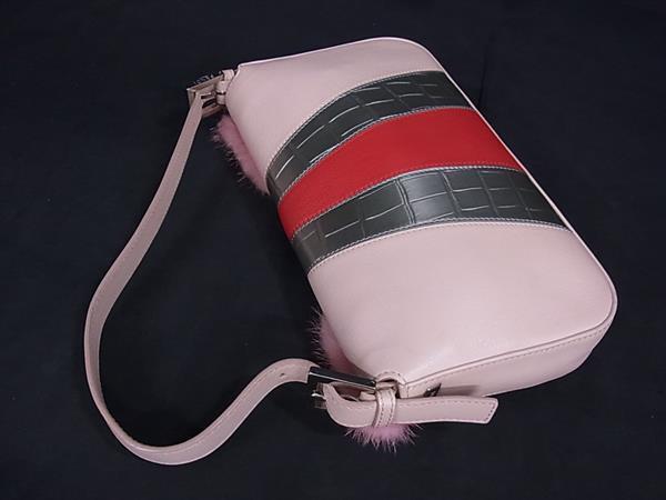 FENDI フェンディ ハンドバッグ マンマバゲット モンスターシリーズ BR600 V04 ピンク系 マルチカラー レザー ファー ビジュー レディース シルバー金具