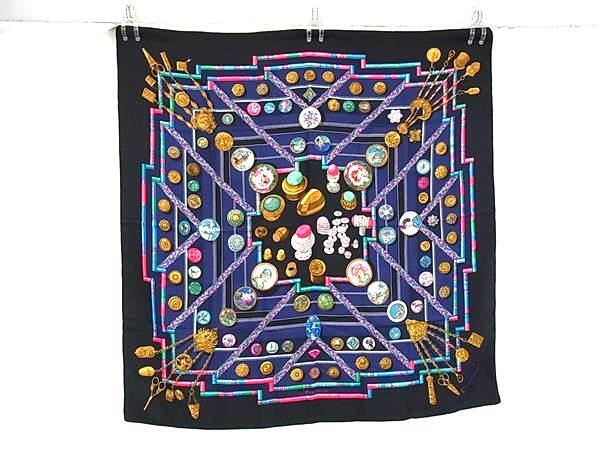 HERMES エルメス スカーフ カレ90 Petite main お針子さん - ブラック系 マルチカラー シルク100% レディース 美品