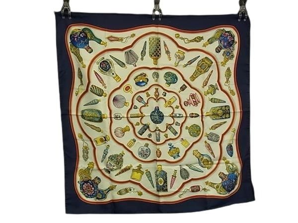 HERMES エルメス スカーフ カレ90 マルチカラー シルク100% レディース Qu importe le flacon 香水瓶 美品