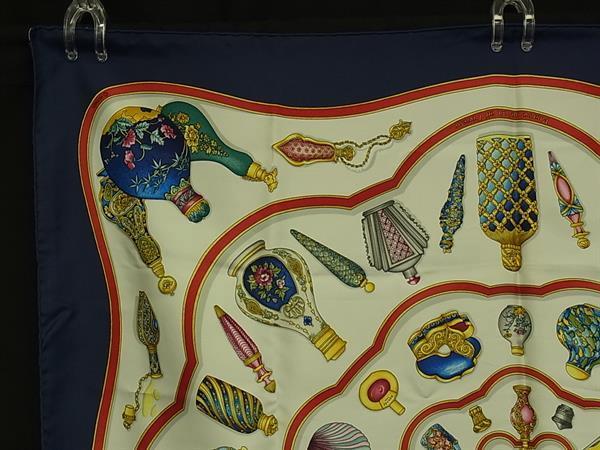 HERMES エルメス スカーフ カレ90 マルチカラー シルク100% レディース Qu importe le flacon 香水瓶 美品