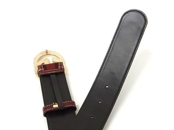 GUCCI グッチ ベルト シェリーライン インターロッキングG 162922 ブラウン キャンバス レザー レディース ゴールド金具 美品