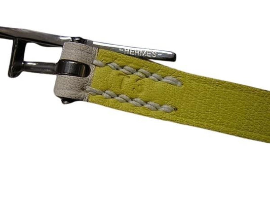 HERMES エルメス ブレスレット ビーアピ アイボリー系 レザー ユニセックス ドゥブルトゥール 2連 シルバー金具 新古未使用展示品