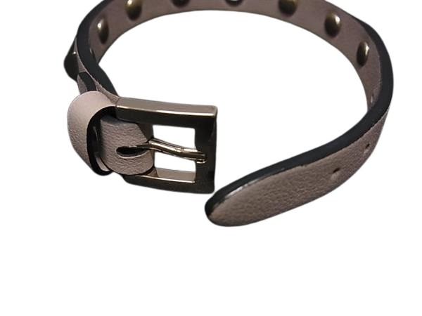 VALENTINO GARAVANI ヴァレンティノ ガラヴァーニ ブレスレット ロックスタッズ グレージュ レザー ユニセックス シルバー金具 美品