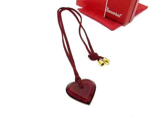 Baccarat バカラ ネックレス クリアレッド クリスタルガラス レディース ハート 超美品