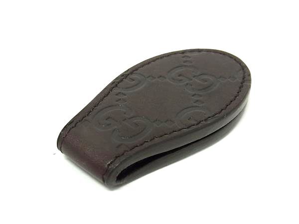 GUCCI グッチ マネークリップ グッチシマ 199928 ブラウン レザー ユニセックス 美品