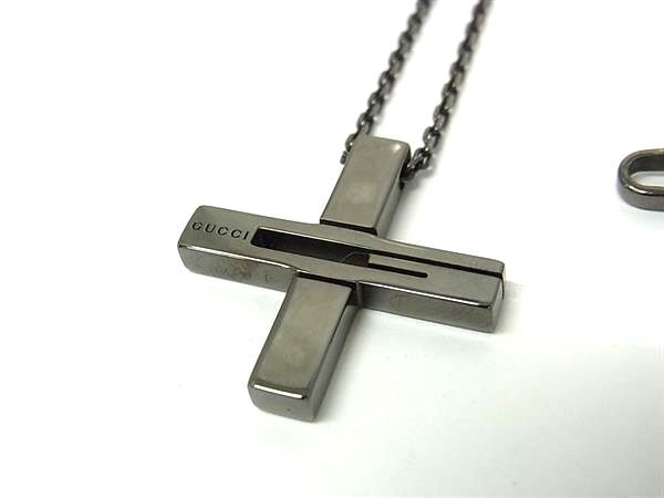 GUCCI グッチ ネックレス カットアウトG クロス 228363 ブラック系 SV925 ユニセックス 十字架