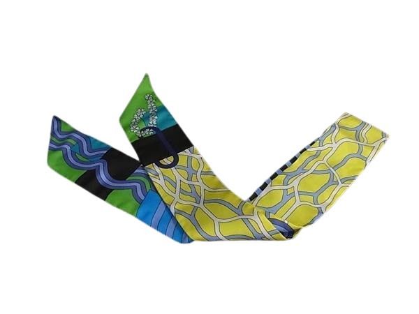 HERMES エルメス リボンスカーフ ツイリー マルチカラー シルク100% レディース BALLET AQUATIQUE 水中のバレエ 美品