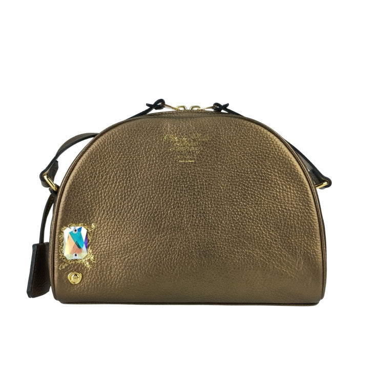 ADMJ エーディーエムジェー ショルダーバッグ/クロスボディバッグ クチュールクリスタル ブロンズ カーフレザーシュリンク スワロフスキークリスタル レディース 新品未使用展示品