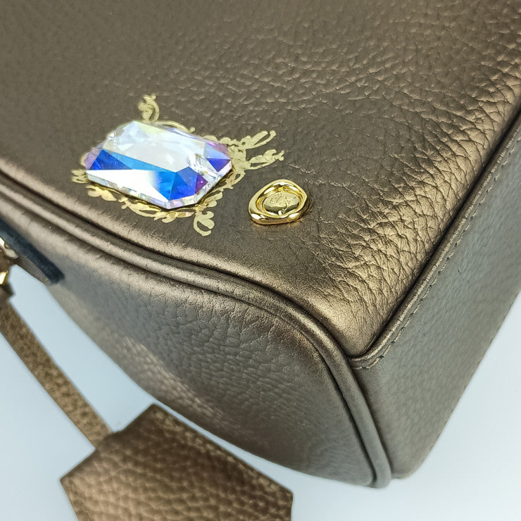 ADMJ エーディーエムジェー ショルダーバッグ/クロスボディバッグ クチュールクリスタル ブロンズ カーフレザーシュリンク スワロフスキークリスタル レディース 新品未使用展示品