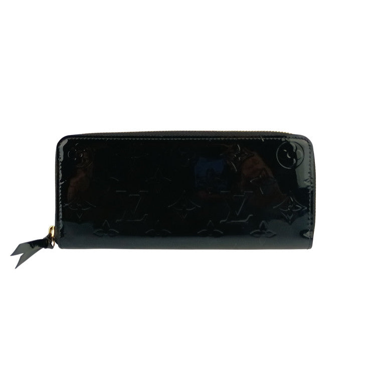 LOUIS VUITTON ルイヴィトン 長財布 ポルトフォイユ・クレマンス M90920 ノワール ヴェルニ ユニセックス ラウンドファスナー ゴールド金具 美品