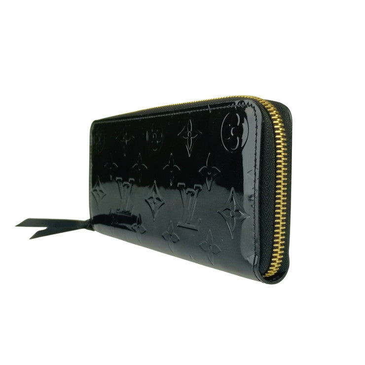 LOUIS VUITTON ルイヴィトン 長財布 ポルトフォイユ・クレマンス M90920 ノワール ヴェルニ ユニセックス ラウンドファスナー ゴールド金具 美品