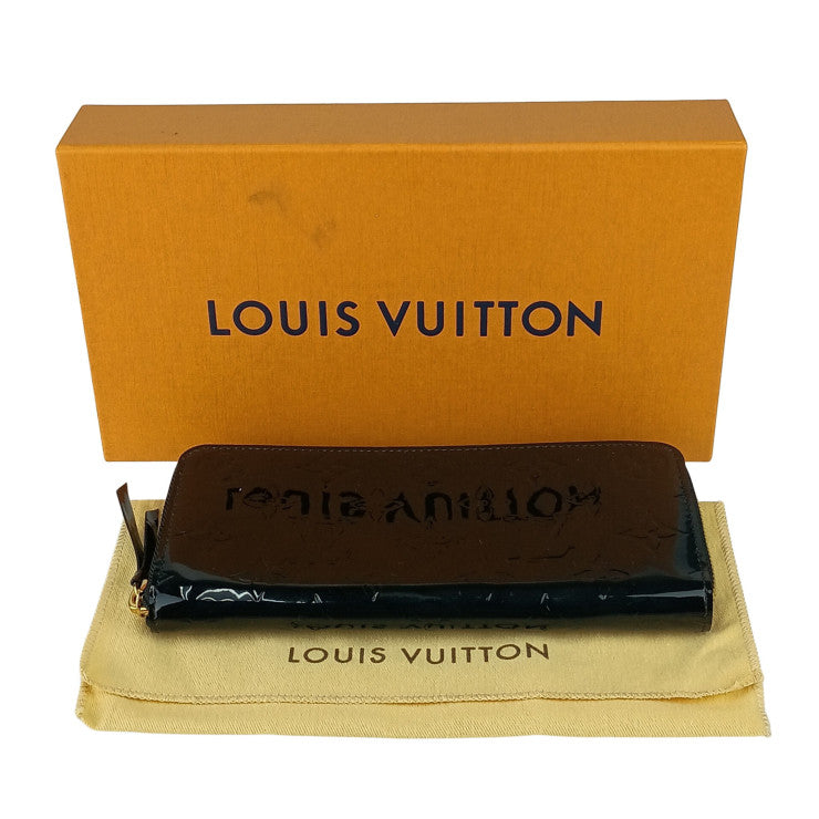 LOUIS VUITTON ルイヴィトン 長財布 ポルトフォイユ・クレマンス M90920 ノワール ヴェルニ ユニセックス ラウンドファスナー ゴールド金具 美品