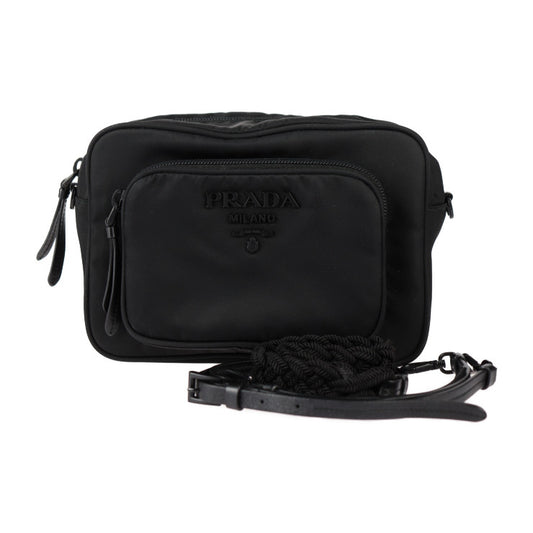 美品 PRADA プラダ クロスボディバッグ ショルダーバッグ 1BH107 ナイロン レザー ブラック 2WAY ポーチ ロゴ