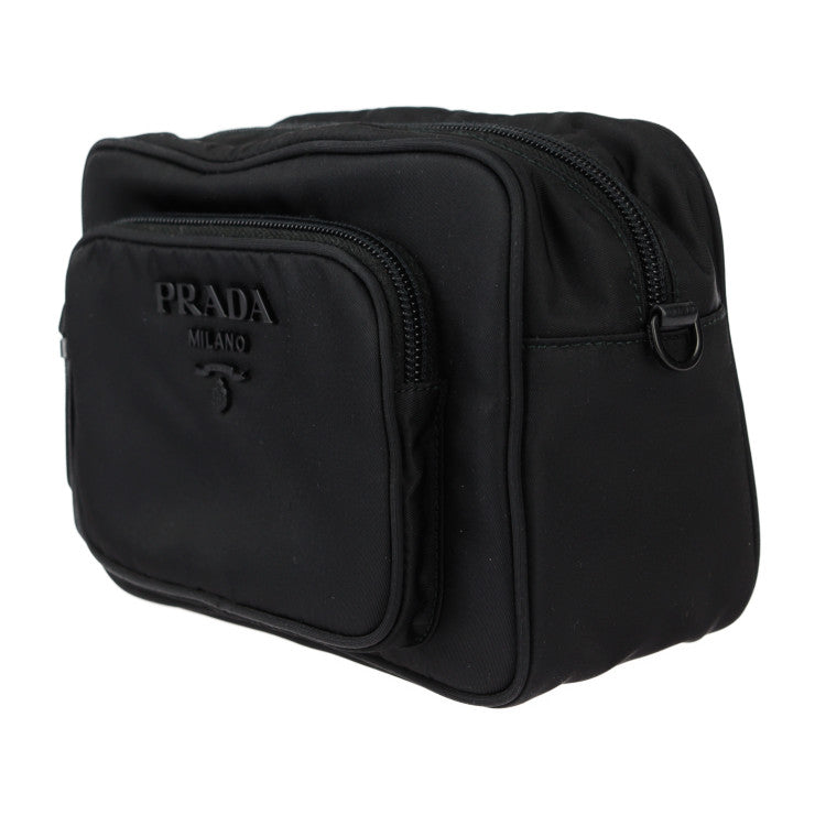 美品 PRADA プラダ クロスボディバッグ ショルダーバッグ 1BH107 ナイロン レザー ブラック 2WAY ポーチ ロゴ