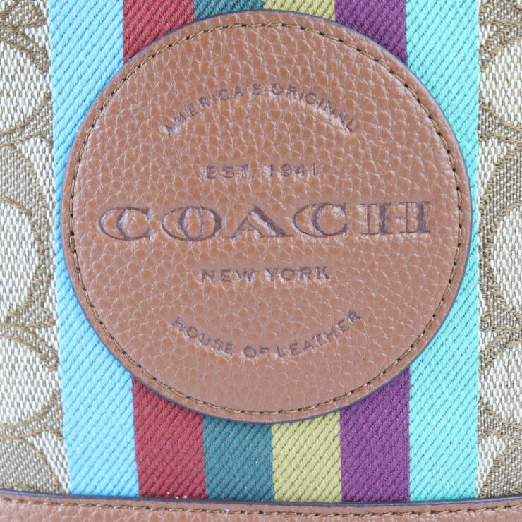 新古未使用展示品 COACH コーチ デンプシー ドローストリング バケット 15 ハンドバッグ C5639 シグネチャー ジャガード × レザー ブラウン系 ゴールド金具 2WAY ショルダーバッグ ミニバッグ 巾着型