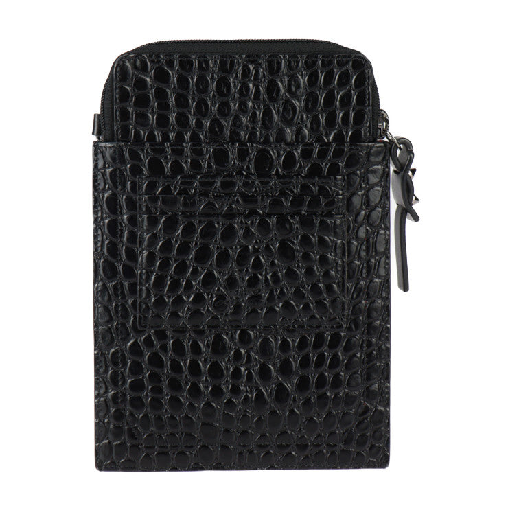 美品 Christian Louboutin クリスチャンルブタン ショルダーポーチ ショルダーバッグ 3205315 クロコ型押しカーフレザー ブラック スマートフォンホルダー フォンポーチ