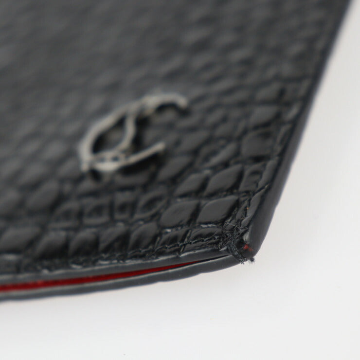 美品 Christian Louboutin クリスチャンルブタン ショルダーポーチ ショルダーバッグ 3205315 クロコ型押しカーフレザー ブラック スマートフォンホルダー フォンポーチ