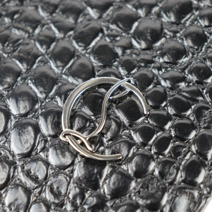 美品 Christian Louboutin クリスチャンルブタン ショルダーポーチ ショルダーバッグ 3205315 クロコ型押しカーフレザー ブラック スマートフォンホルダー フォンポーチ