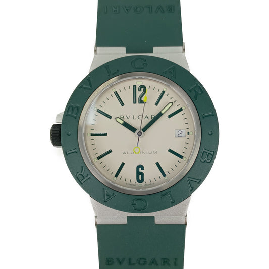 New, unused, display item, BVLGARI, Bvlgari watch, Bvlgari aluminum match point BB40ATHMS, green, white dial, aluminum, titanium, rubber, men's, limited to 800 pieces worldwide