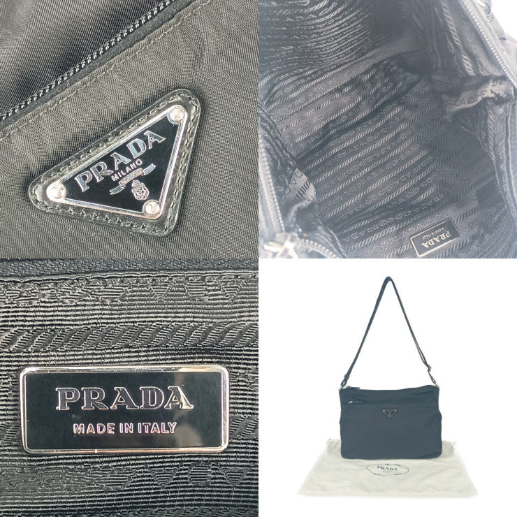 美品 PRADA プラダ ショルダーバッグ クロスボディバッグ BT0421 ブラック ナイロン レディース 三角ロゴプレート