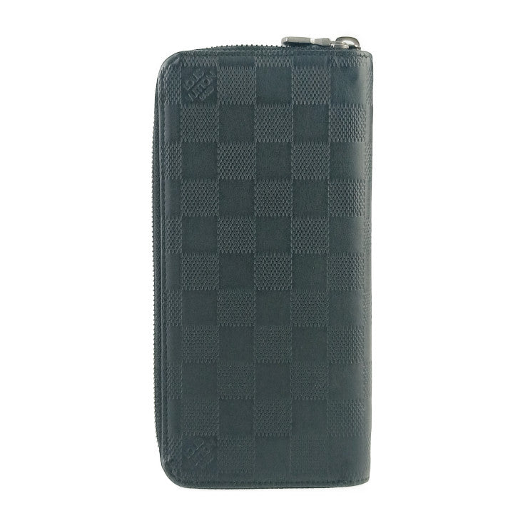 LOUIS VUITTON ルイ ヴィトン 長財布 ダミエ・アンフィニ ジッピーウォレット・ヴェルティカル N63548 オニキス シルバー金具 レザー メンズ ラウンドファスナー