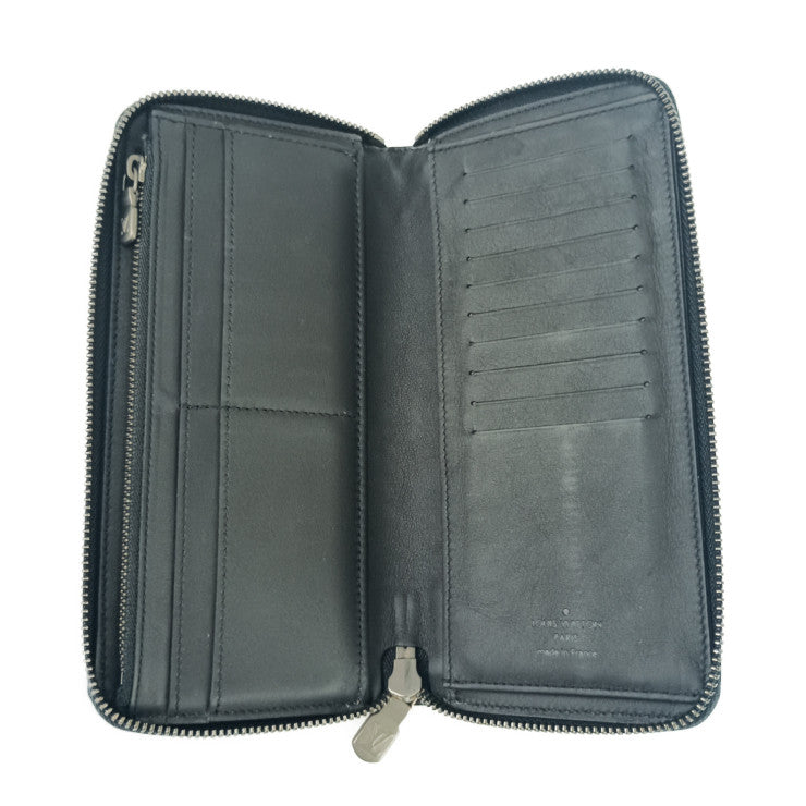 LOUIS VUITTON ルイ ヴィトン 長財布 ダミエ・アンフィニ ジッピーウォレット・ヴェルティカル N63548 オニキス シルバー金具 レザー メンズ ラウンドファスナー