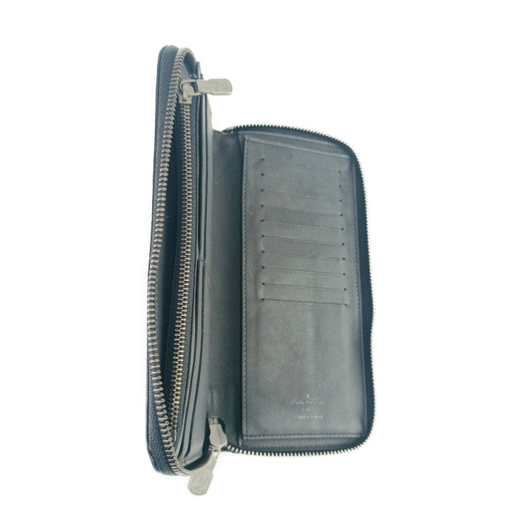 LOUIS VUITTON ルイ ヴィトン 長財布 ダミエ・アンフィニ ジッピーウォレット・ヴェルティカル N63548 オニキス シルバー金具 レザー メンズ ラウンドファスナー