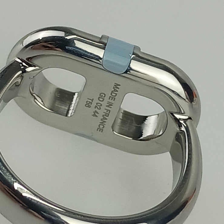 新品未使用展示品 HERMES エルメス 指輪 リング 《マイヨン》 H100043FJ0560 シルバー ブルー・ラン ステンレス ラッカーメタル ユニセックス シェーヌ・ダンクル