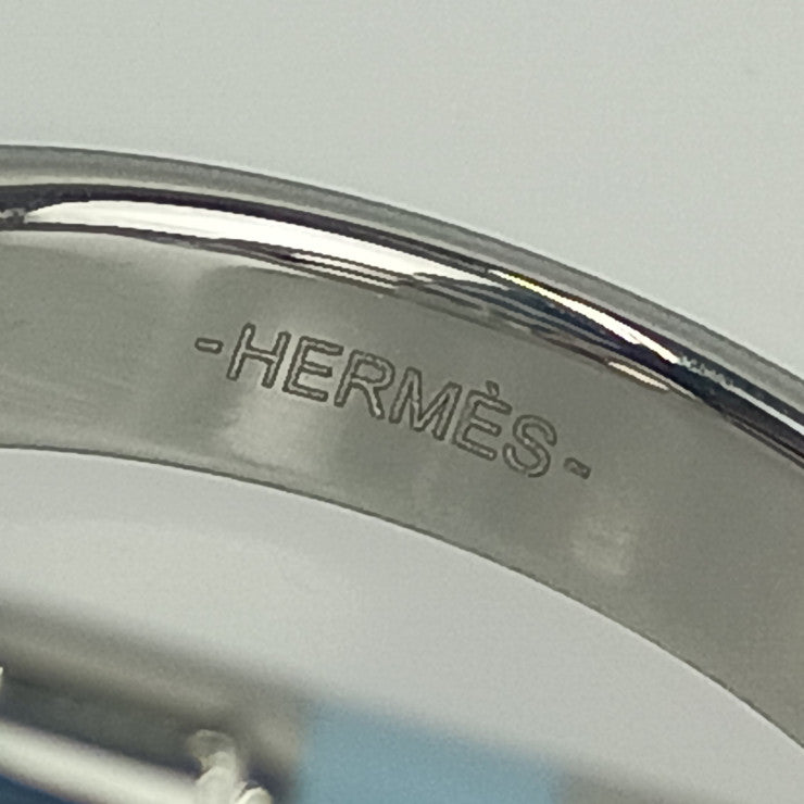 新品未使用展示品 HERMES エルメス 指輪 リング 《マイヨン》 H100043FJ0560 シルバー ブルー・ラン ステンレス ラッカーメタル ユニセックス シェーヌ・ダンクル