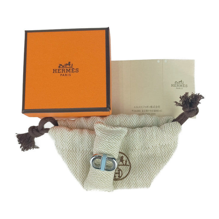 新品未使用展示品 HERMES エルメス 指輪 リング 《マイヨン》 H100043FJ0560 シルバー ブルー・ラン ステンレス ラッカーメタル ユニセックス シェーヌ・ダンクル