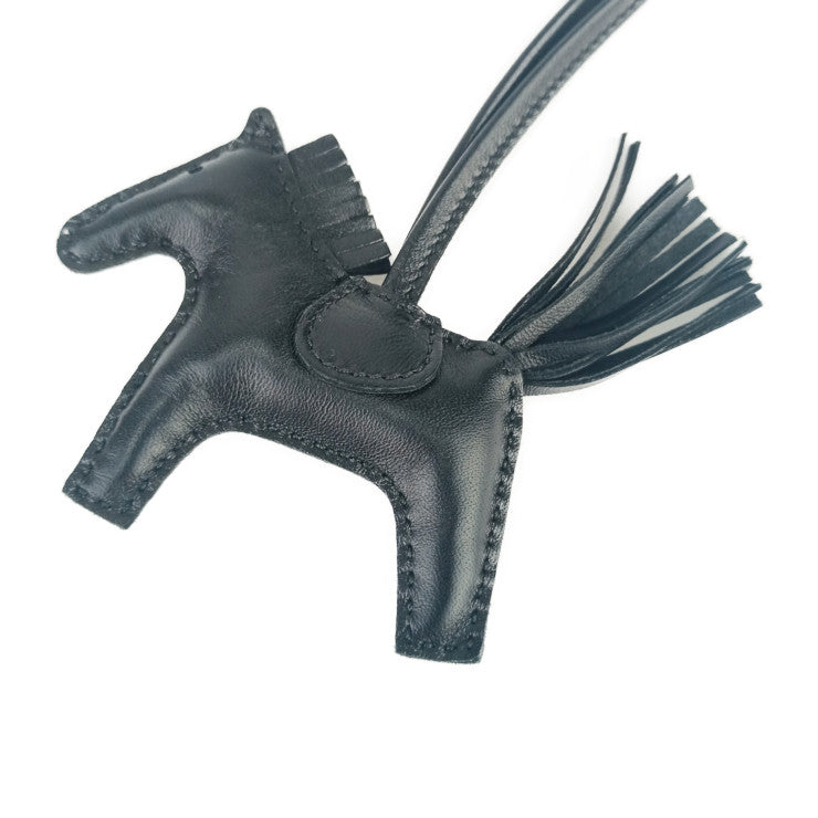 新古未使用展示品 HERMES エルメス バッグチャーム ロデオPM - ソーブラック アニョーミロ ユニセックス Z刻印