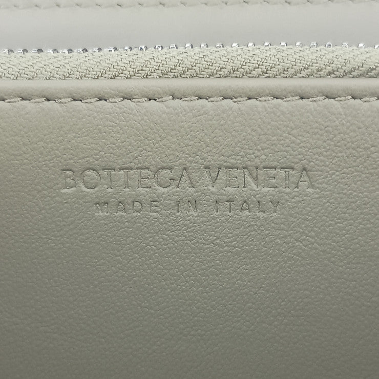 超美品 BOTTEGA VENETA ボッテガヴェネタ 長財布 カセット ラージ ジップアラウンドウォレット 750259 ライトカーキ レザー ユニセックス イントレチャート