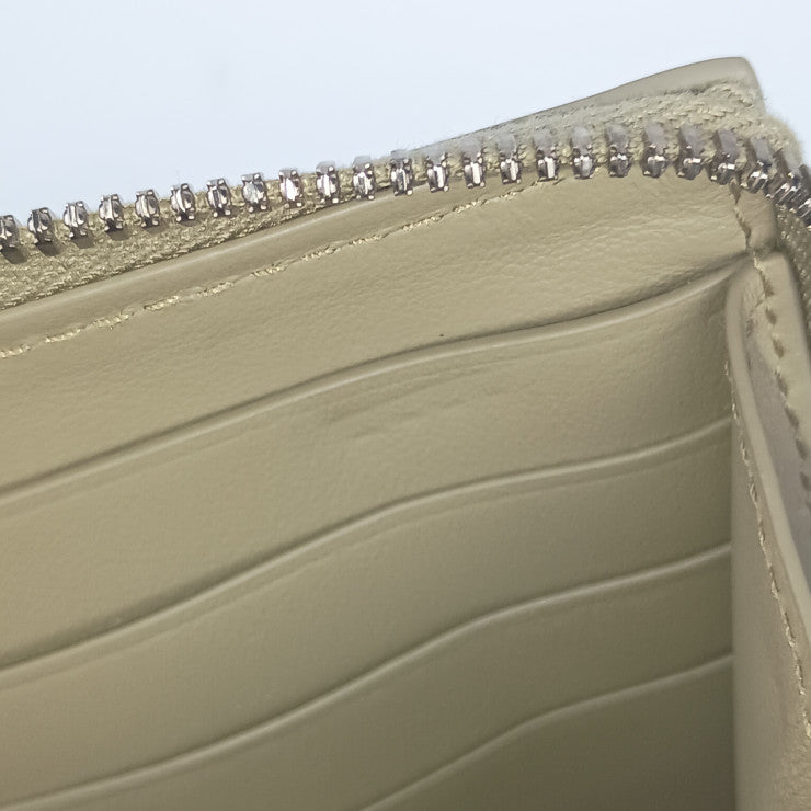 超美品 BOTTEGA VENETA ボッテガヴェネタ 長財布 カセット ラージ ジップアラウンドウォレット 750259 ライトカーキ レザー ユニセックス イントレチャート