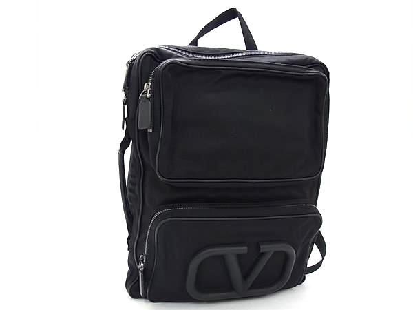 VALENTINO GARAVANI ヴァレンティノ ガラヴァーニ ショルダーバッグ Supervee VLTN バックパック VY2B0A53DZK ブラック テキスタイル × レザー メンズ 美品