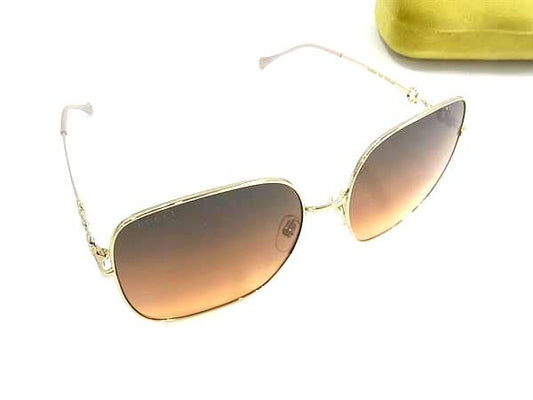 GUCCI グッチ アイウェア ホースビット スクエアフレーム サングラス GG0879S ゴールド系 メタル メンズ 美品